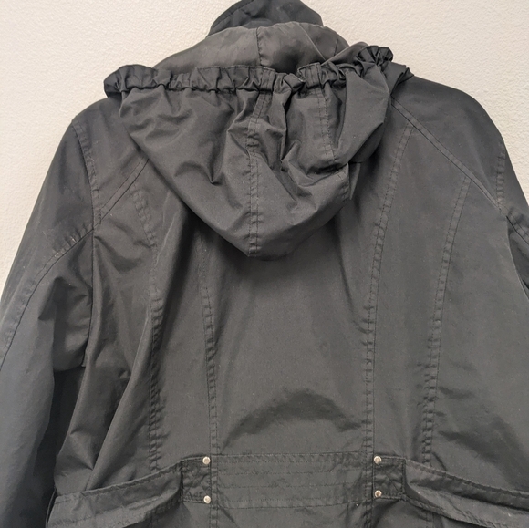 Weather Tamer Women's Black Raincoat Jacket sz 1X Removable Hood - Picture 5 of 10